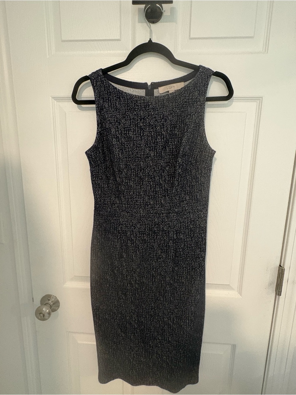 LOFT Sleeveless Sheath Dress in Dark Blue Heather
